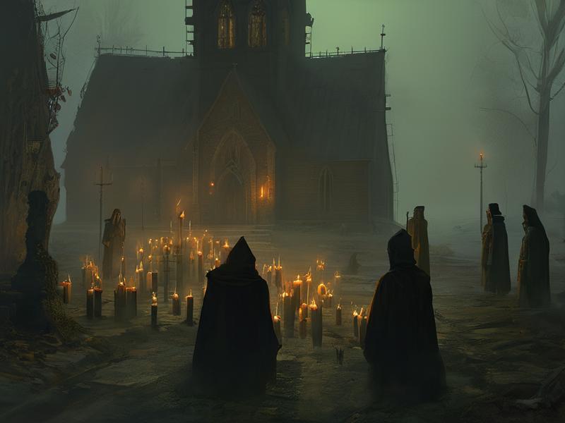 01995-1391071515-gloomy,a gloomy village,in front of a church in an abandoned village,the cultists set up an altar with candles,fog,dirty,artstat.png